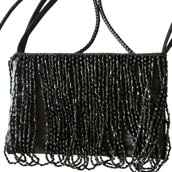 La Regale Small Beaded Purse Crossbody or Handbag Black Formal Prom Dance - Picture 1 of 5